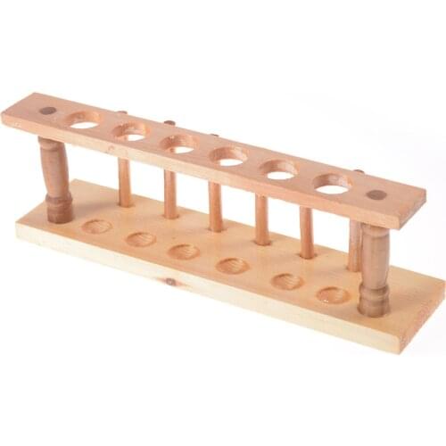 New 6 Holes and 6 Pins Test tube Stand Shelf Test Tube Rack Holder Support Wooden Burette Stand Laboratory Lab School Supply
