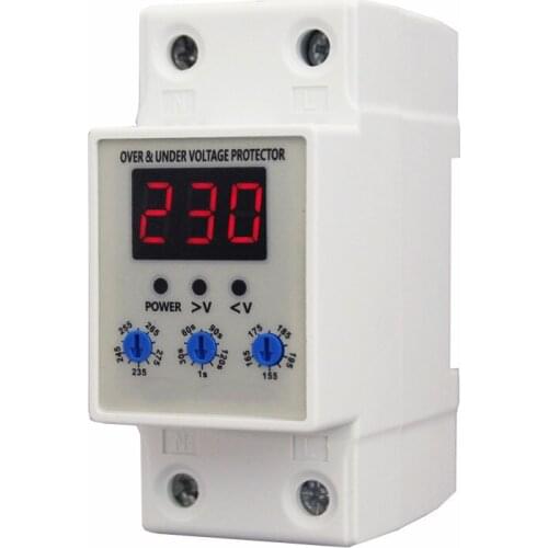 Adjustable Self-Double Over Voltage Protection Device 40A Smart Home for 63A Digital Delay Protection Switch 220V