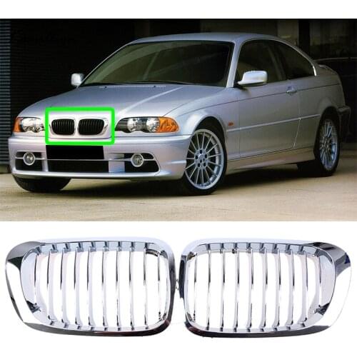 Car Front Bumper Center Grilles Chrome Kidney Inlet Grille for BMW 3-Series E46 M3 Coupe/Cabrio 1999-2007 Auto Replacement Parts