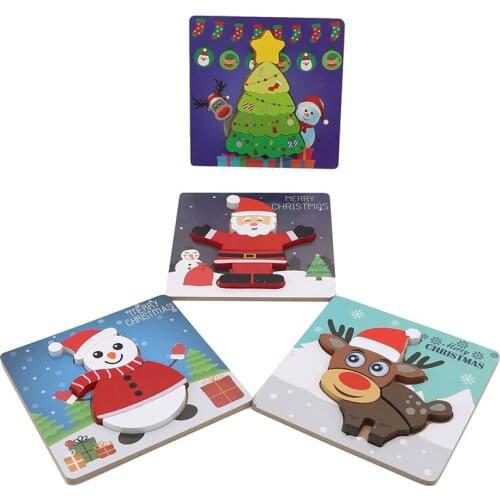 Christmas Wooden Puzzles For Kids Toddlers Xmas Tree Jigsaw Puzzles Holiday Educational Puzzle Toy Christmas Party Bag Fillers