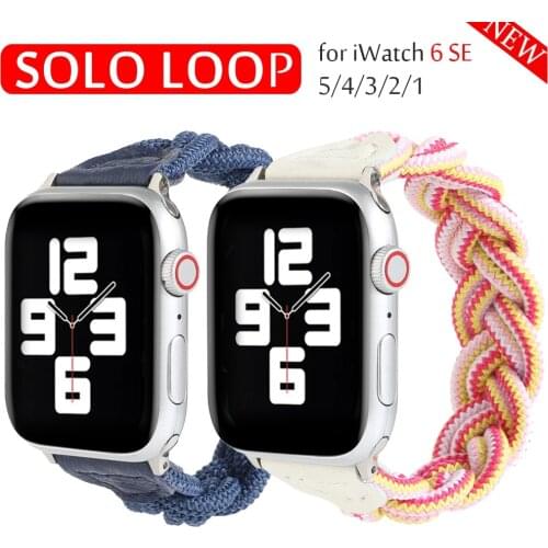 Braided Solo Loop Band For Apple Watch Strap 44mm 40mm 38mm 42mm silicone Elastic Bracelet iWatch Apple Watch Series 6 SE 5 4 3