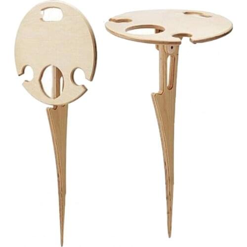 Drink Wine Rack Foldable Floor Type Portable Wood Easy Installation Picnic Lawn Table Holder for Outdoor Beach Kitchen Bar