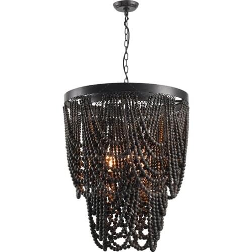 Black wood beaded chandelier lighting vintage hanging light loft french chandelier retro chandelier kitchen bedroom dining room
