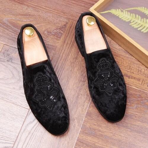T-2020 Moccasins loafers Slip-On Rhinestones Smoking prom party Slippers Casual Flats Causal shoes