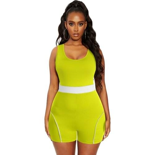 Womens Sports Sling Knitted Jumpsuit Woman Summer Short Pants Overalls Bodysuit Playsuit One Piece for Women Rompers 2021