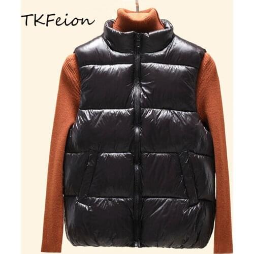 Womens Vest Jacket Warm Down Cotton New Arrived Spring Autumn Fashion Student Waistcoat Female Short Sleeveless Coat Black White