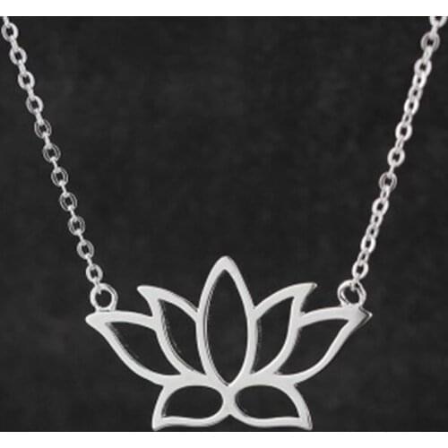 BESTLYBUY Real 925 Sterling Silver Necklace lotus flower Pendant Necklaces Fashion Christmas Gift For Girl Free Shipping