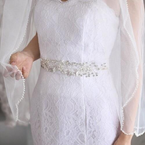 ZMSH236-S Silver Crystal Rhinestone Bridal Belt for Wedding Bridal Dress Accesories Black Belt Womens Belts Fashion Sash Garter