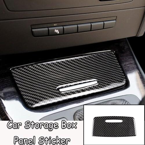 1PC Carbon Fiber sticker Interior Car Storage Box Panel Trim Cover decals For BMW E90 E92 E93 2005-2012 3 series Accessories