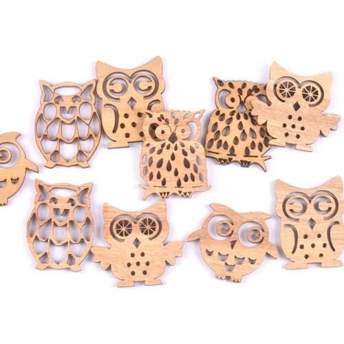 10pcs New Vintage Wood Slices Mixed Owl Handmade DIY Wooden Craft Supplies Sewing Scrapbooking Craft Home Decoration M1823