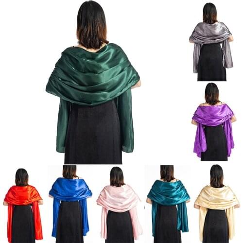 16 Colors Satin Wedding Wraps and Shawls 240*70cm Bridal Bolero Shrug Long Scarf Women Bolero Cape for Evening Party Dress