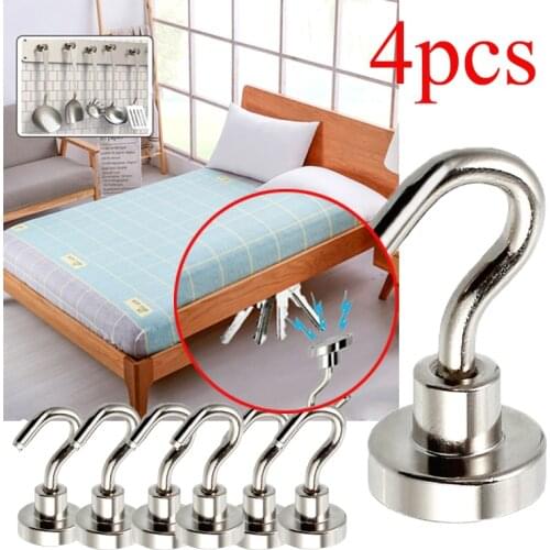4pcs Magnetic Hanging Hooks Home Storage Neodymium Magnet Hook 2pcs Heavy Duty Magnet Holder for Home Kitchen Fridge Wall