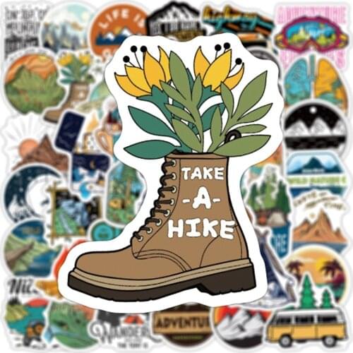 50/100PCS Adventure Hiking Outdoor Stickers for Car Styling Bike Phone Motorcycle Laptop Travel Luggage DIY TOY Sticker Patches
