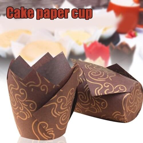 50pcs Tulip Baking Paper Cups Cupcake Muffin Liners Wrappers Baking Cups Muffin Treat Cup Wedding Kitchen Dining Bar