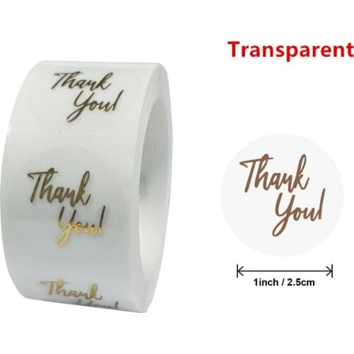 500pcs Clear Gold Foil Thank You Stickers for Small Business Package Gift Card Envelope Baking Decor Transparent Label Sticker