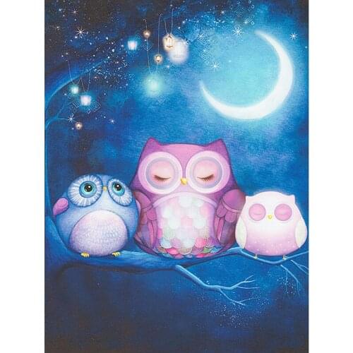 New 5D Diy Diamond Painting Animal Owl Family Cross Stitch Diamond Mosaic Needlework Diamond Embroidery Home Decor Handcraft