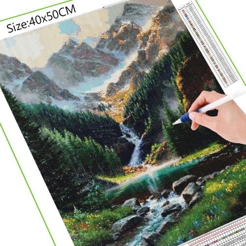 DIY Diamond Painting Waterfall Landscape 5d Handicraft Full Square Diamond Embroidery Cross Stitch Mountain Wall Art