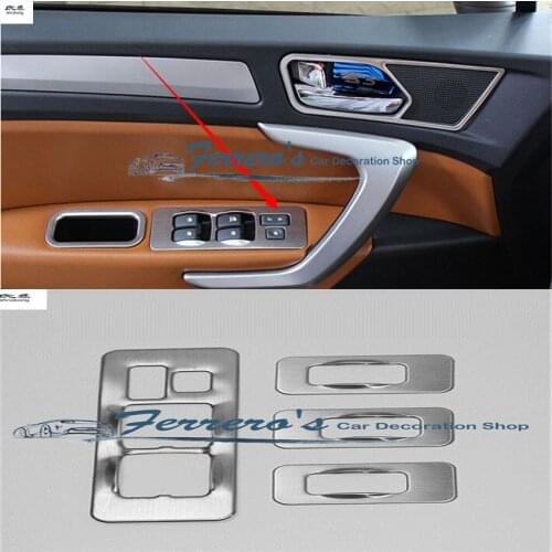 4PCS/LOT car sticker car accessories stainless steel Window lift panel decorative cover for 2014 2015 2016 JAC refine S3 MK1 MK2