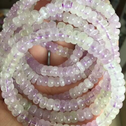 AKAC Approx3-4*6-7mm A+ Natural kunzite rondelle bracelet beads for women bracelet