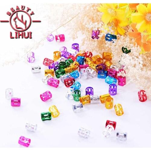 200pcs Wholesale Mixed Color Dreadlock Beads Red Gold Silver Hair Bead for Dreadlocks Hair Rings Braiding Hole Micro Ring