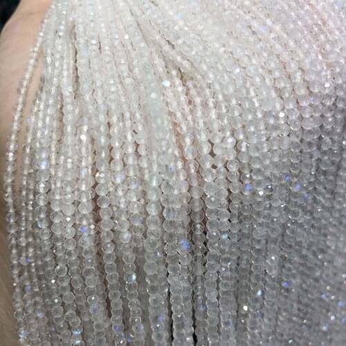 Natural Semi Precious Stone Beads Super Transdermal Strong Blue Light Moonstone Section Circle DIY For Jewelry Making 38CM