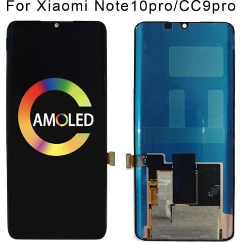 6.47 Amoled For Xiaomi MI Note 10 Pro LCD note 10 lite Display Screen Touch Screen Digitizer M1910F4S M1910F4E for Mi cc9 pro