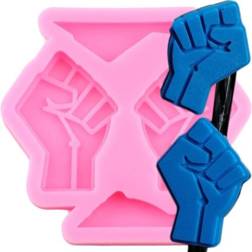 DIY Fist Straw Topper Silicone Mold Chocolate Candy Fondant Cake Decorating Tools 3D Polymer Clay Keychain Epoxy Resin Mould