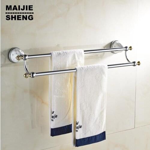 DoubleTowel Bar,Towel Holder,Solid Brass Made,Chrome Finished,Bath Products,Bathroom Accessories