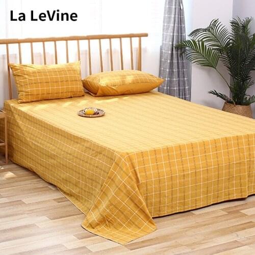 Cotton Bed Sheet Plaid Comfortable Breathable Flat Sheet Bed Cover Bed Sheet Single Double Home Textile Bedroom Bedding Coverlet