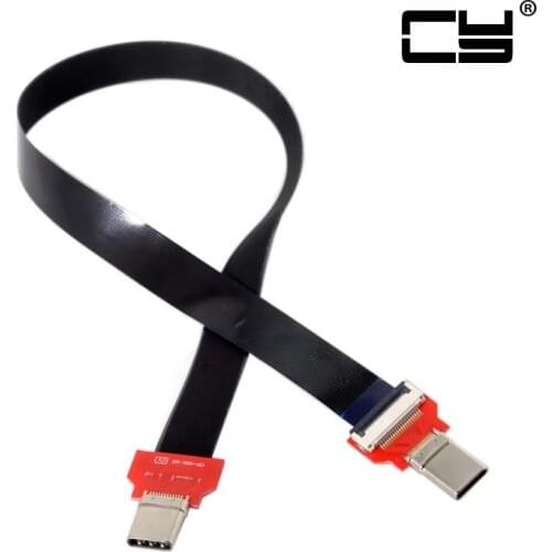 Jimier Type-C USB 3.1 USB-C Reversible Male to Male FPC Flat Data Charging Cable for Mac book & Lap top & Phone & Drive 20cm