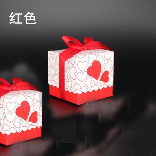 Red Wedding Favors Decoration Candy Cookie Gift Boxes Wedding Party Candy Box with Ribbon