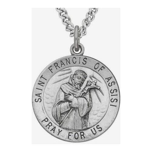 St. Francis of Assisi Circle Medal Pendant Necklace pray for us