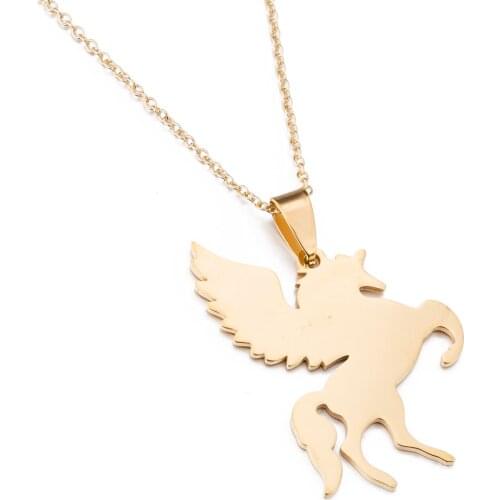 Fashion Stainless Steel Dream Girl Necklace For Women Love Fly Horse Necklaces Choker collares joyeria Mujer Fairy Jewelry