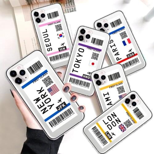 Fashion FIRST CLASS PLANE TICKET Phone Case For iPhone 11 12 Pro Max 7 8 Plus X XR XS Max Flight Ticket Soft Silicon Back Cover