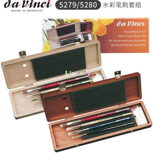Da Vinci Watercolor Series 5279/5280, Deluxe Paint Brush Set, Natural Hair and Synthetic with Wooden Storage Box and Brush Soap