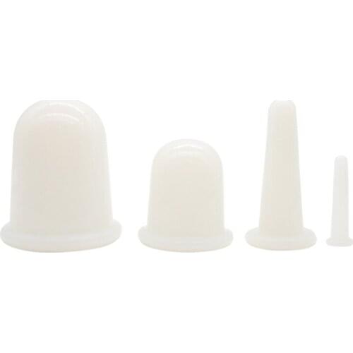 4 Pcs/Set Silicone Jar Vacuum Cuppings Cans for Body Neck Facial Massage Suction Cans Anti Cellulite Cups Set