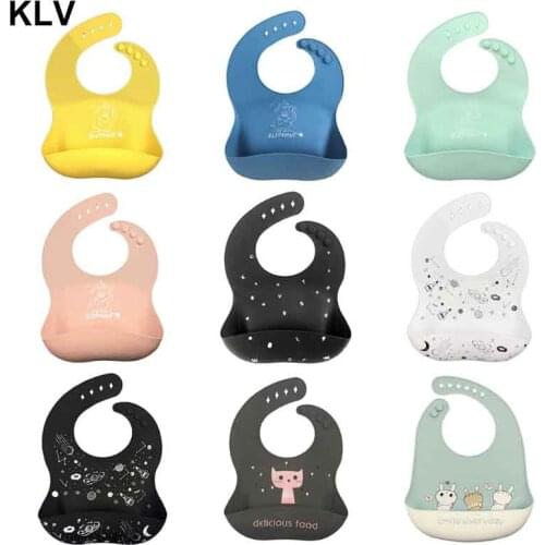 Baby Food Grade Silicone Waterproof Bibs Newborn Boys Girls Feeding Saliva Towel Infants Adjustable Burp Apron