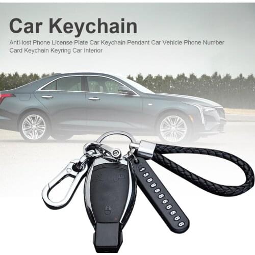 Anti-lost Phone License Plate Car Keychain Pendant Car Vehicle Phone Number Card Keychain Keyring Car Interior Accessories