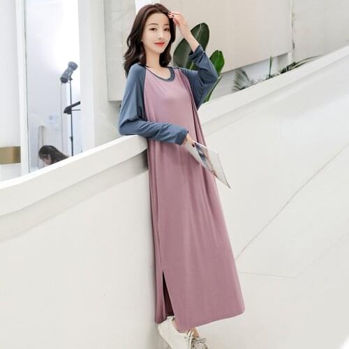 New Ladies Basic Sleep Shirt Sexy Lingerie Round neck Long Nightgown Modal Sleepwear Summer Loose Pregnant Nighty Nightdress
