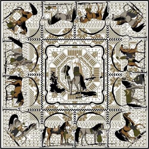 2020 New 130cm Horse Twill Silk Scarf Women Shawl Square Scarves Kerchief For Ladies Handkerchief Brand Scarf Kerchief Bandanna