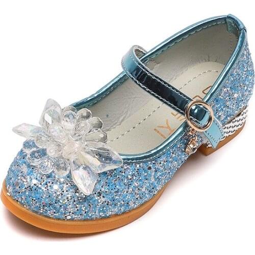 2021 New Girls Flats Shoes Sequined Girls Princess Shoes Student Show Shoes Trend Sweet Flowers for Wedding Party Chic Fashion