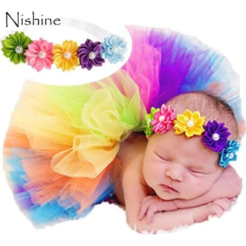 NISHINE Colorful Rainbow Colors Cute Newborn Baby Photography Props Sweet Photo Props Flower Headband