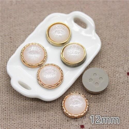 50PCS 12mm Golden Circle Glitter White Round Plastic Flatback Button Home Garden Crafts Cabochon DIY Scrapbook Accessories