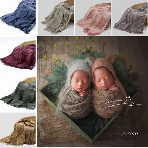 Newborn Photography Props Wraps Vintage Cotton Layering Tassel Baby Girls Fotografia Photo Shoot Studio Background Accessories