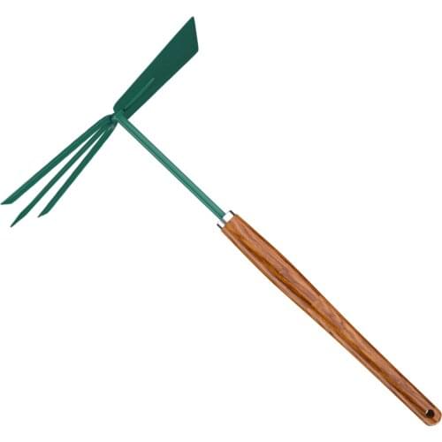 Garden Tools Double Side Hoe and Rake Wooden Handle Multiple Function Hand Tools for Garden 45 Carbon Steel Gardening Tool