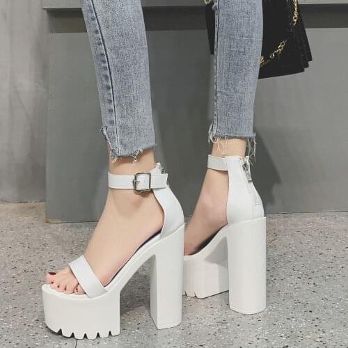 Womens Sandals 2021 New High Heel Sexy Fashion Waterproof Platform Buckle Zipper Breathable Nightclub Party Casual Shoes
