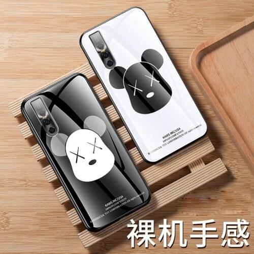 BONVAN Glass Case For Vivo Y50 Y30 Y70 Y70S Y90 Y91C Y91i Y95 Y91 Y93 Hard Cover For Vivo Y51 Y71 Y81 Y81S U1 Bear Couqe Capa