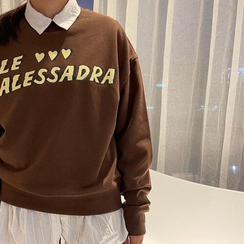2021 New Autumn Elegant Unisex Sweatshirt Fashion Letter Print Women Pullovers Loose Casual High Quality Men Pullovers T525