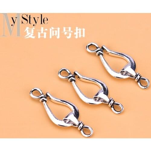 S925 Sterling Silver Vintage cool fashion question mark buckle closing buckle connecting buckle hand woven jewelry DIY accessori
