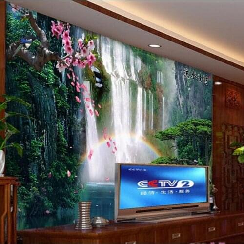 Wellyu Custom large - scale murals water Health plum blossom welcome Songhe crane magpie background wall wallpaper